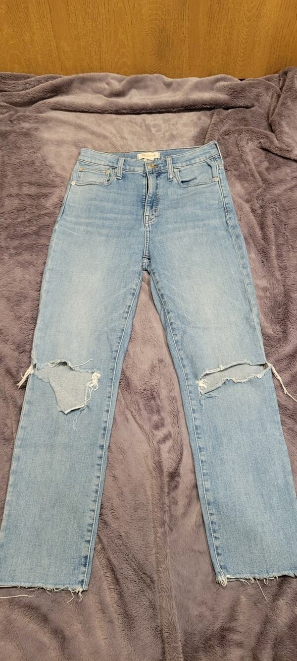 Madewell High Rise Slim Crop Boyjean Womens 24 Light Wash Distressed Jeans Y2K